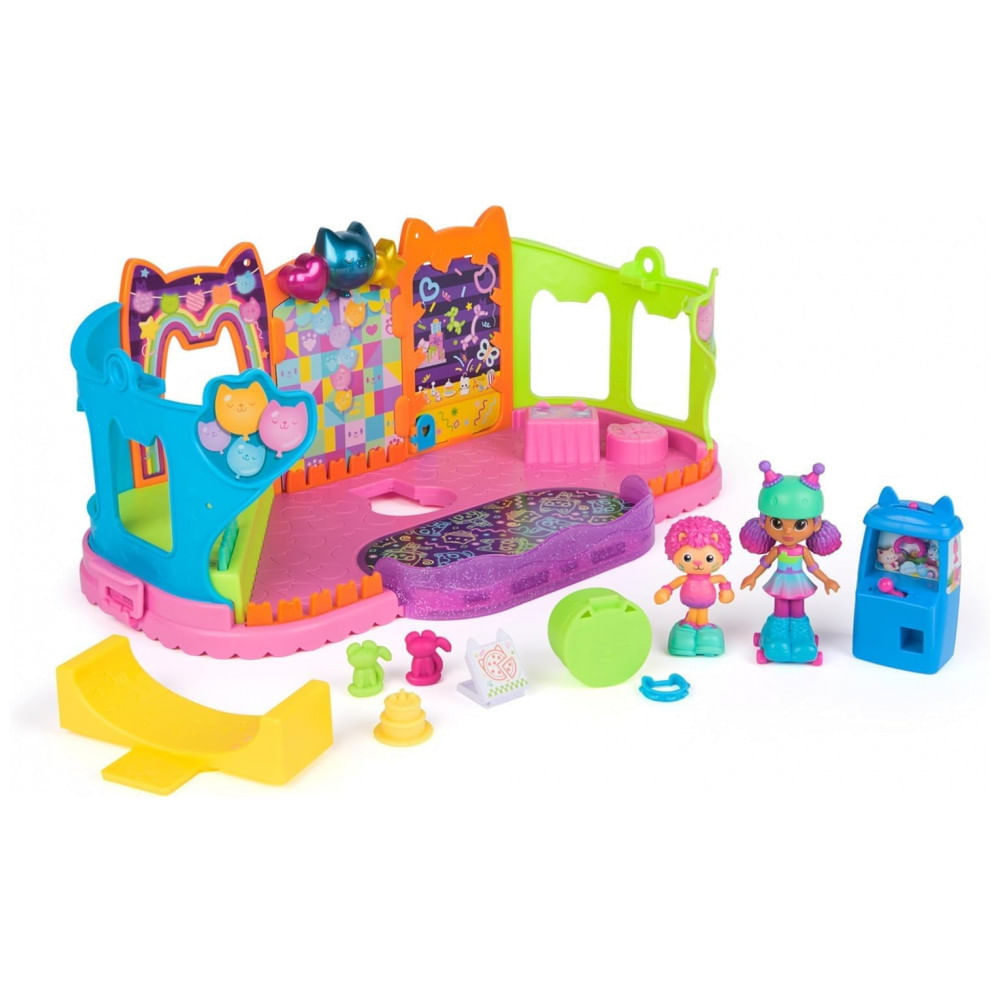 Playset Sala de Festa da Casa de Bonecas da Gabby, com Figuras de Brinquedo Exclusivas, Móveis de Casa de Bonecas, Gabbys Dollhouse