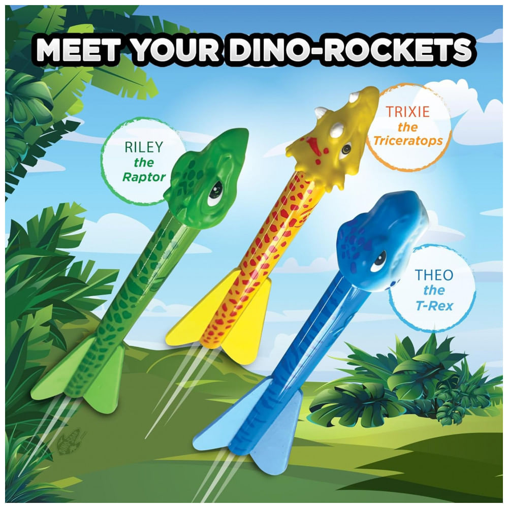 Encontraproduto.com.br - Lançador de Foguetes Stomp Rocket DinoSoar: Diversão Pré-Histórica para Crianças com 3 Foguetes Temáticos de Dinossauro - Stomp Rocket