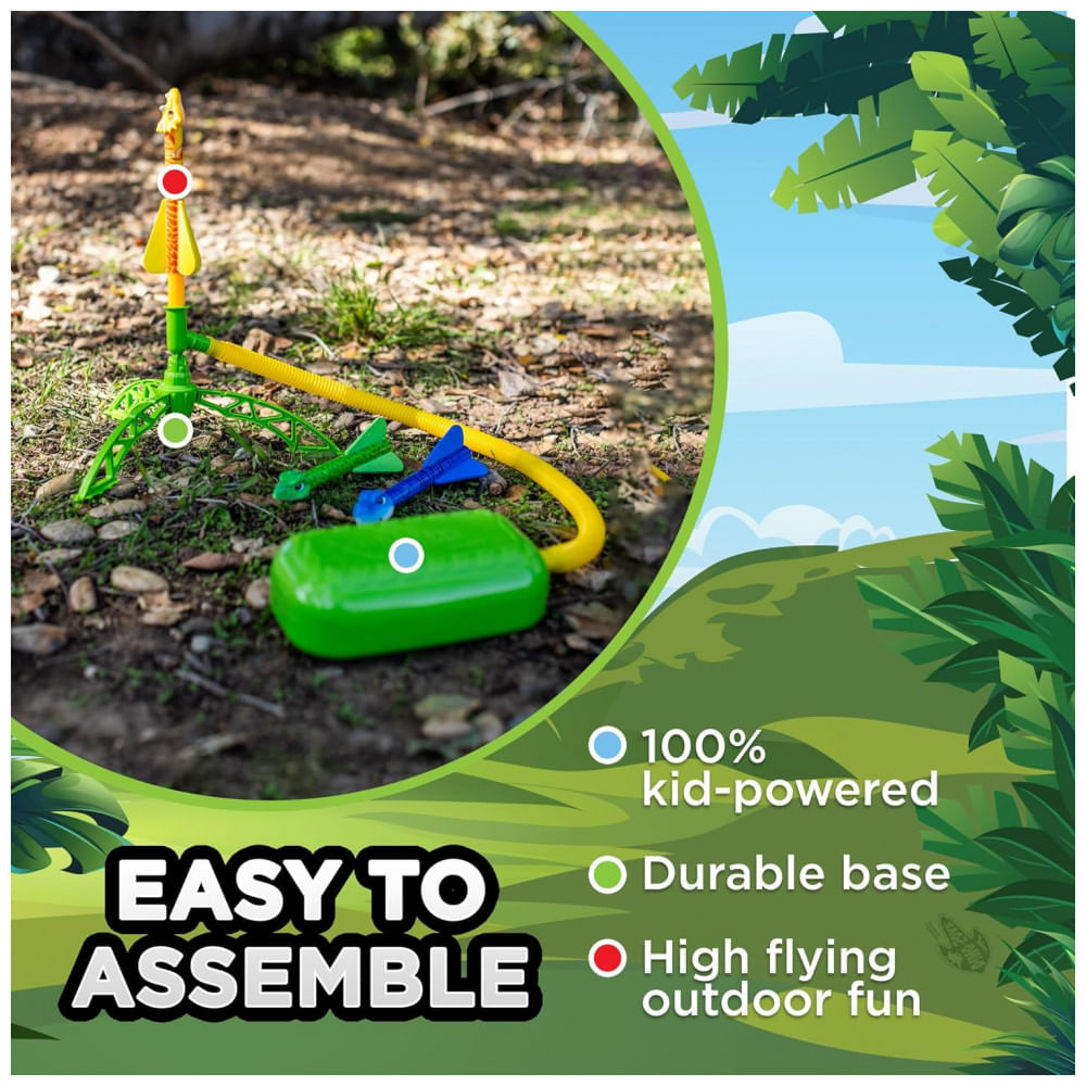 Encontraproduto.com.br - Lançador de Foguetes Stomp Rocket DinoSoar: Diversão Pré-Histórica para Crianças com 3 Foguetes Temáticos de Dinossauro - Stomp Rocket