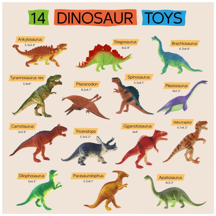 Conjunto-de-14-Figuras-de-Dinossauros-de-Plastico-Realistas-Imagem-1