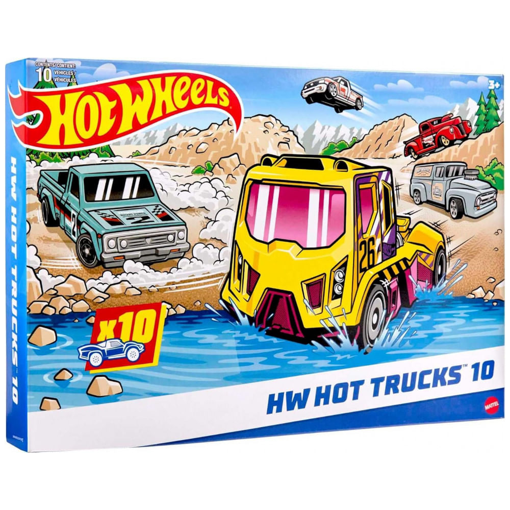 Conjunto de 10 Caminhões Hot Wheels em Escala 1:64 - Modelos Oficiais e Personalizados