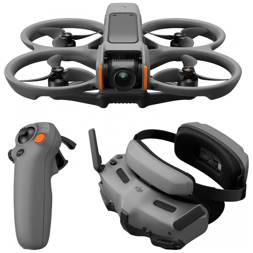DJI Avata 2 Fly More Combo 1 Bateria, Drones FPV com Câmera 4K para Adultos, Experiência Imersiva, Protetor de Hélice Integrado, FlipRoll Fácil