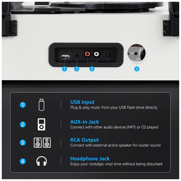 Toca-discos-de-Vinil-com-Alto-falantes-Aprimorados-Bluetooth-Imagem-2