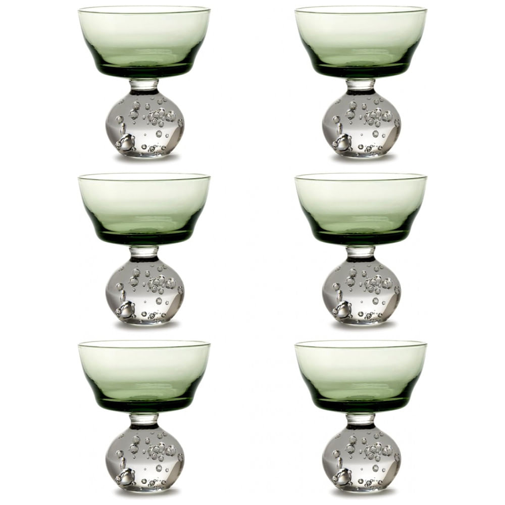 Taças de Champanhe Serax Eternal Snow por Bela Silva - Conjunto de 6 Taças Coupe Verdes Bebidas Flautas Luxuosas para Jantar em Casa com Vinho, Festa,