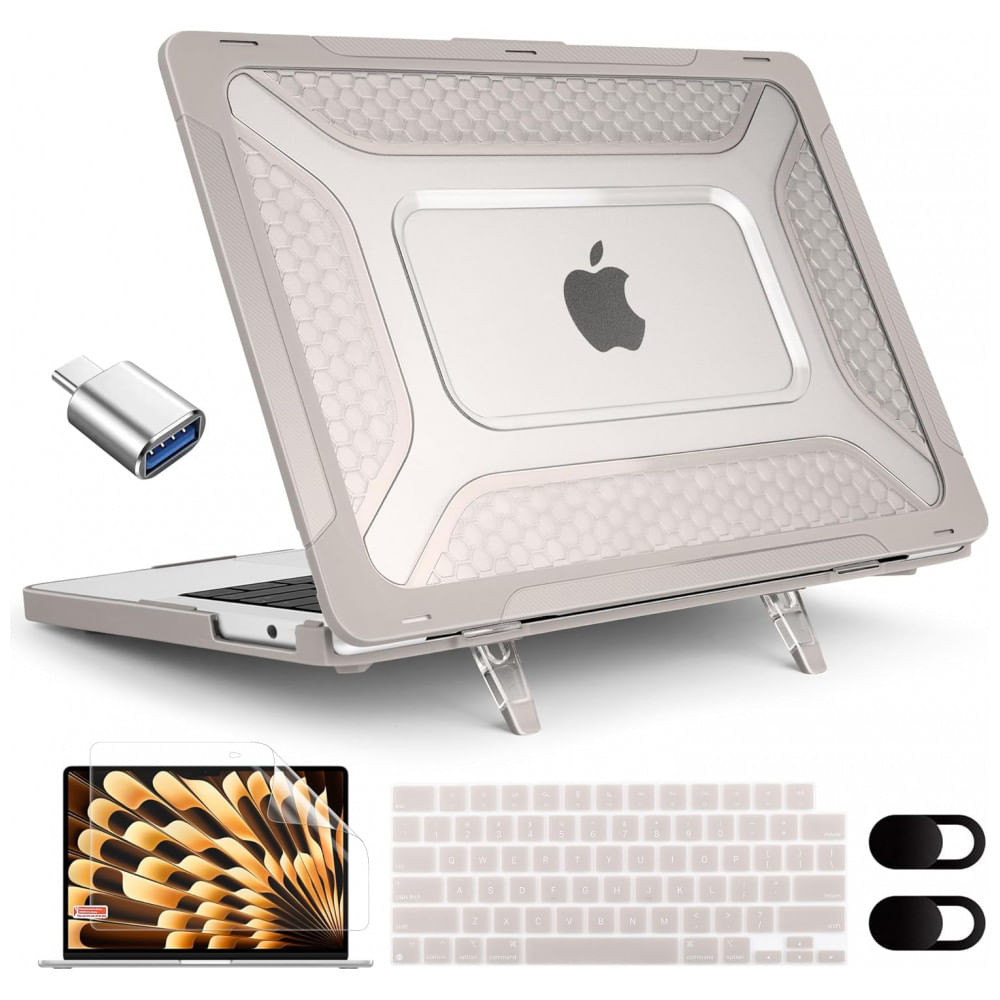 Capa Rígida Antichoque Rock Stone para MacBook Air 15″ (2023–2025, Modelos A3241/A3114/A2941, M2/M3/M4) – MEEgoodo