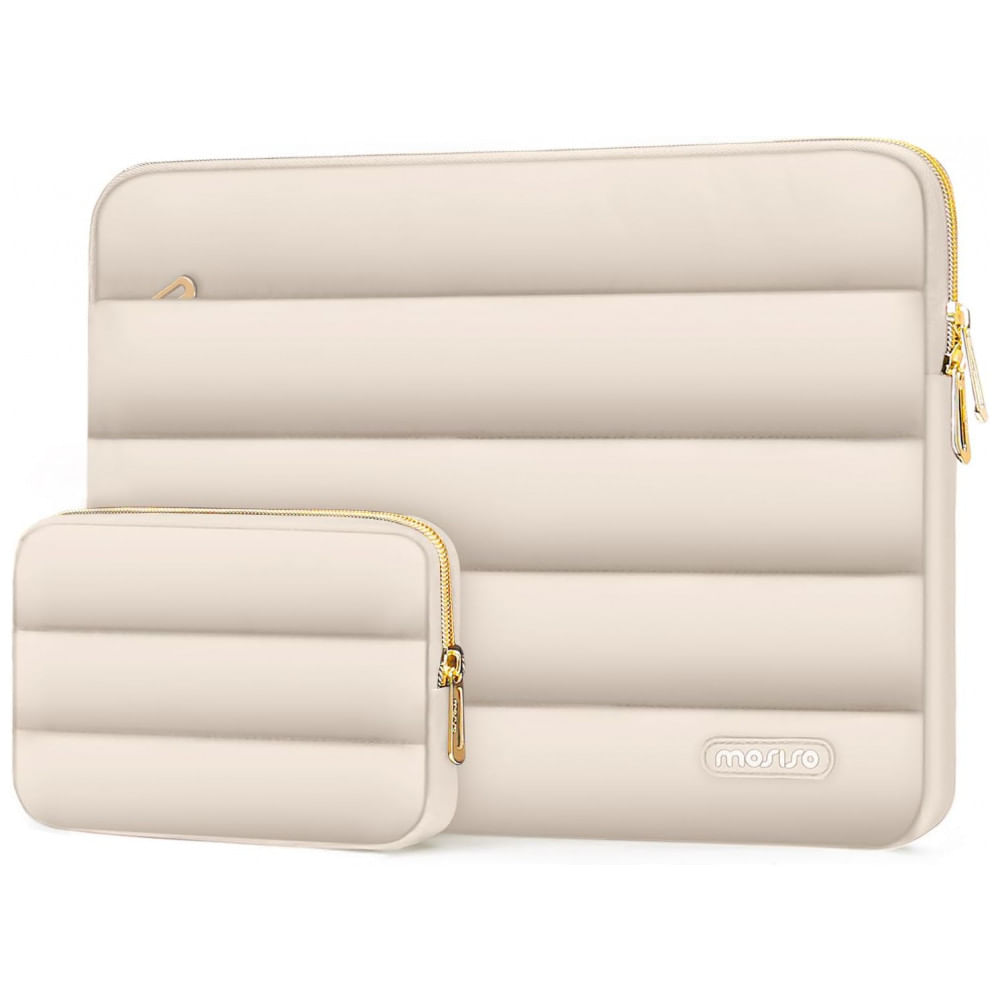 Capa Macia MOSISO para Notebook 15–16″ com Bolsa Adicional – Compatível com MacBook Pro 16″, HP, Dell, ASUS, Acer, Lenovo – Cor Areia