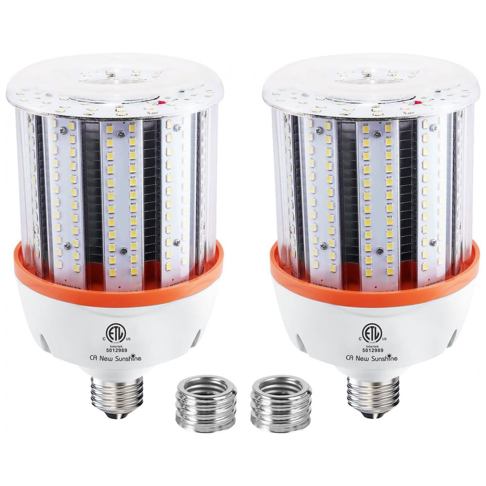 Lâmpada LED Corn 80W CA New Sunshine (2 un), 12.000 lúmens, 5000K daylight, base E26/E39, super brilhante, para galpão, garagem, fábrica e área