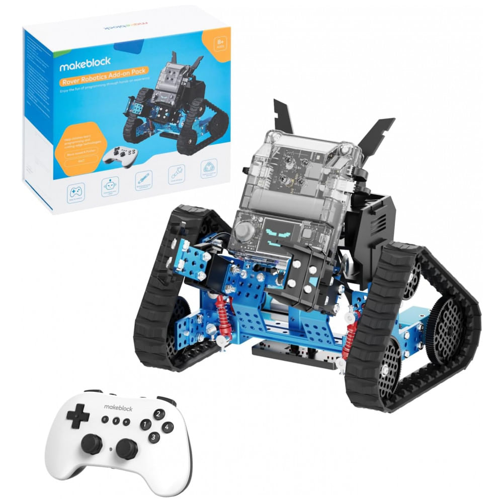 Kit Robótico Makeblock mBot2 Rover com Extensor Rover Robotics, Controle Bluetooth, AI, Programação em Scratch e Python, Cor Preto e Metálico