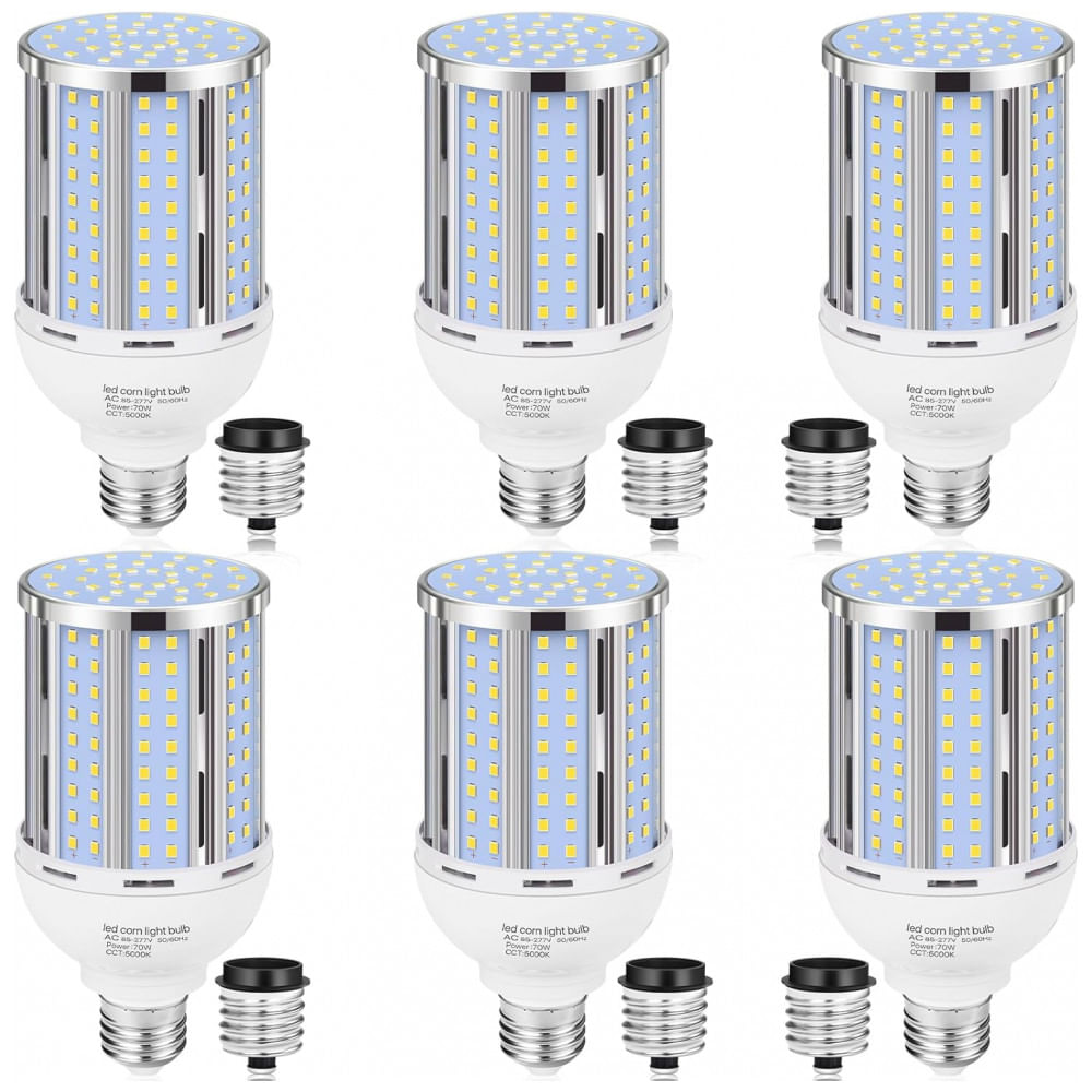Pacote com 6 Lâmpadas de Milho LED de 70W, Equivalente a 700W, Base E26/E39 Média/Grande, Lâmpada LED COB Branca Quente 3000K com 8.800LM,XYCN