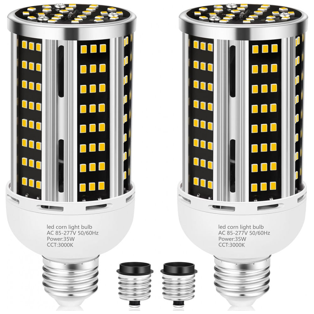 Pacote com 2 Lâmpadas LED de Milho de 35W, Branco Quente 3000K - Equivalente a 300W, Base E26/E39 para Áreas Amplas,YANYCN