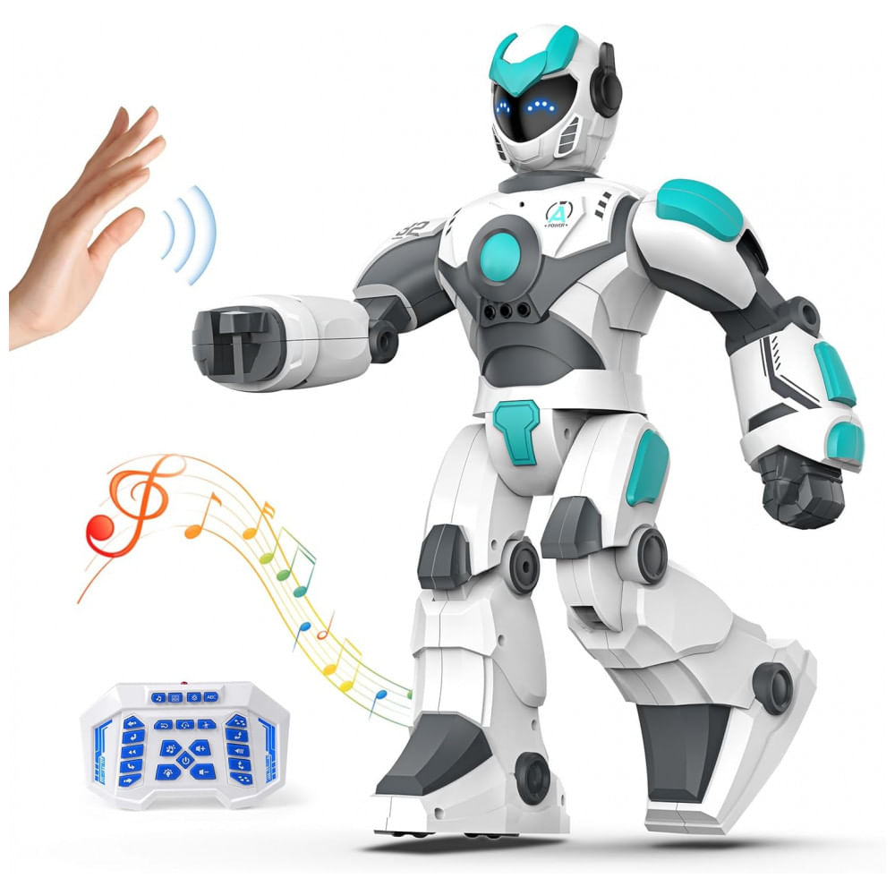 Robô Programável VATOS, Controle Remoto 2,4 GHz com Gestos, Voz e Bateria Recarregável para Crianças