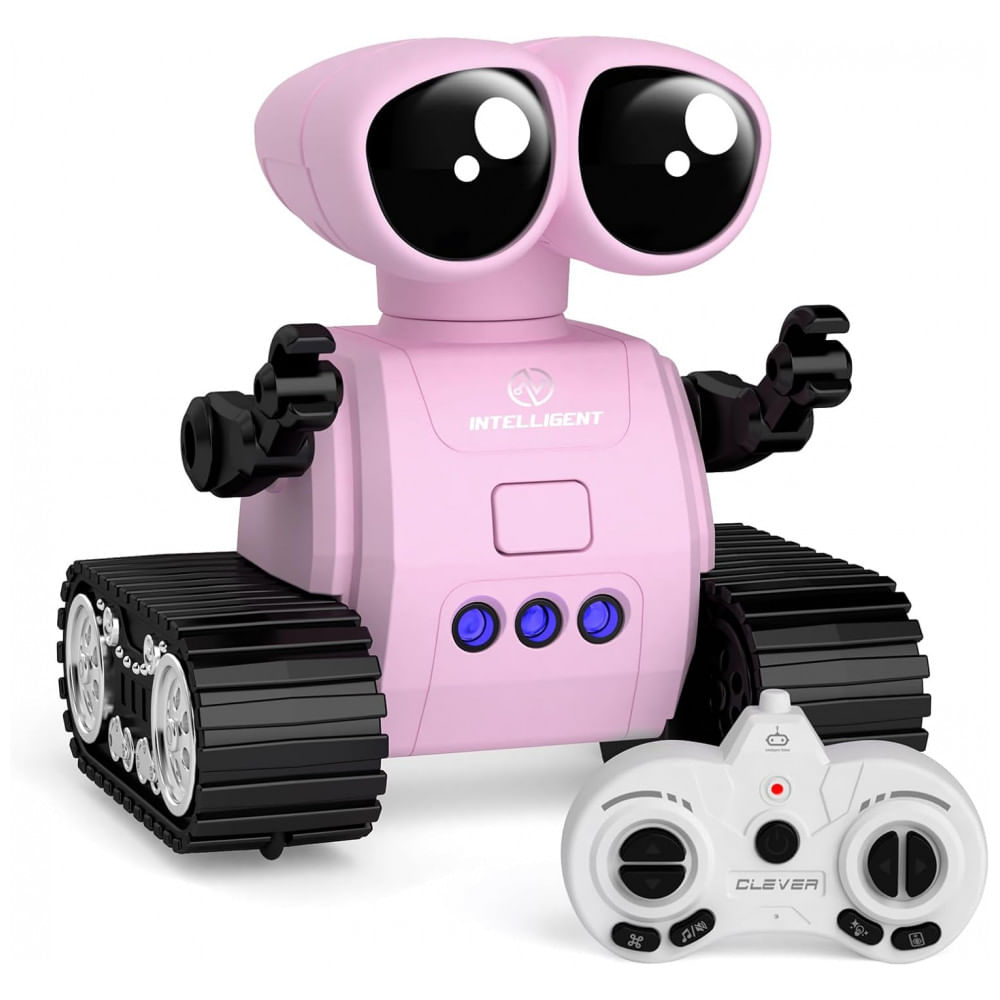 Robô Programável Rosa – Dzxlin, Controle Remoto 2,4 GHz com Projeção de Luz, Dança e Sensor de Gestos para Crianças