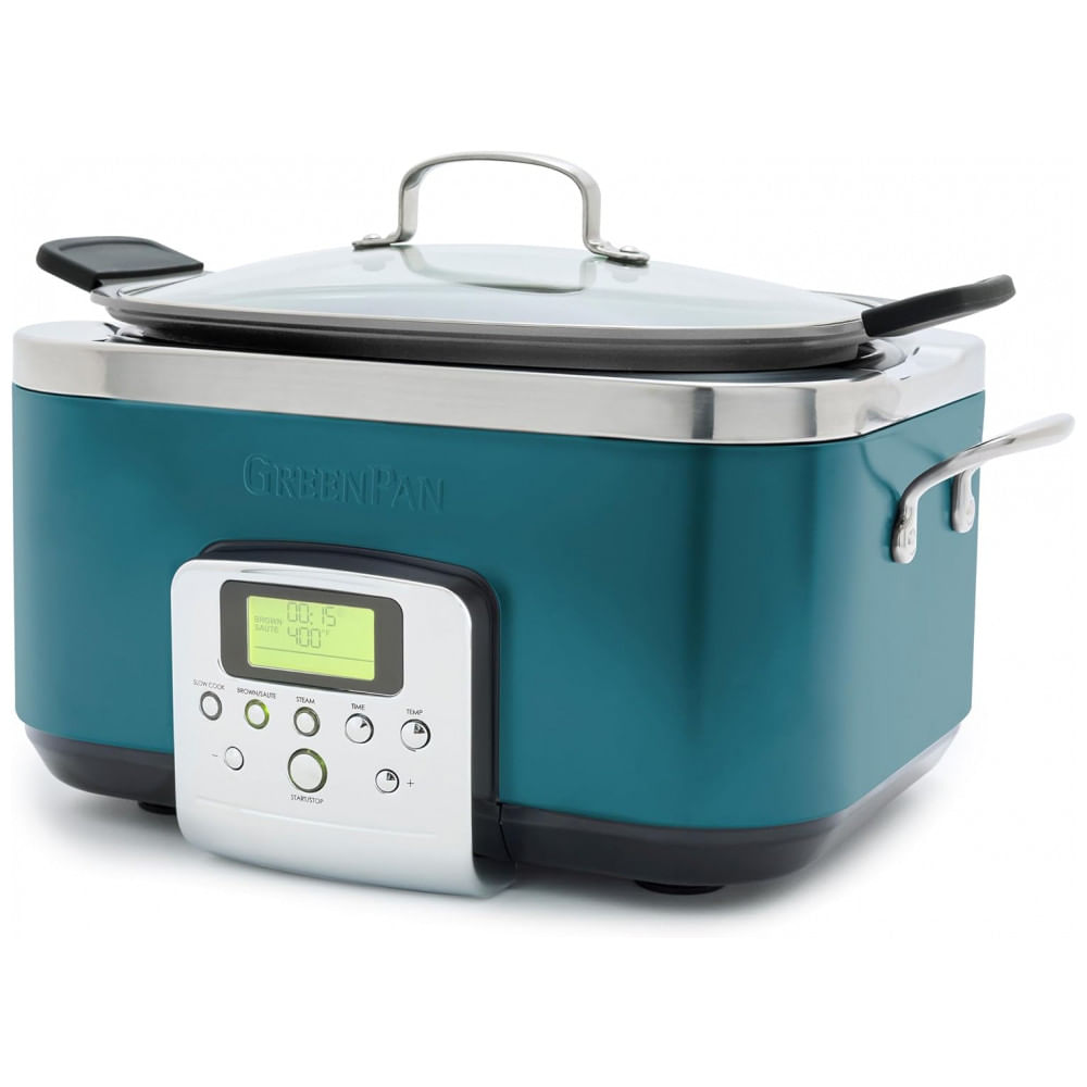 Panela Elétrica GreenPan Elite 8 em 1 Programável de 5,68 litros, Com Revestimento Cerâmico Antiaderente Livre de PFAS, Cozimento Lento, Assar