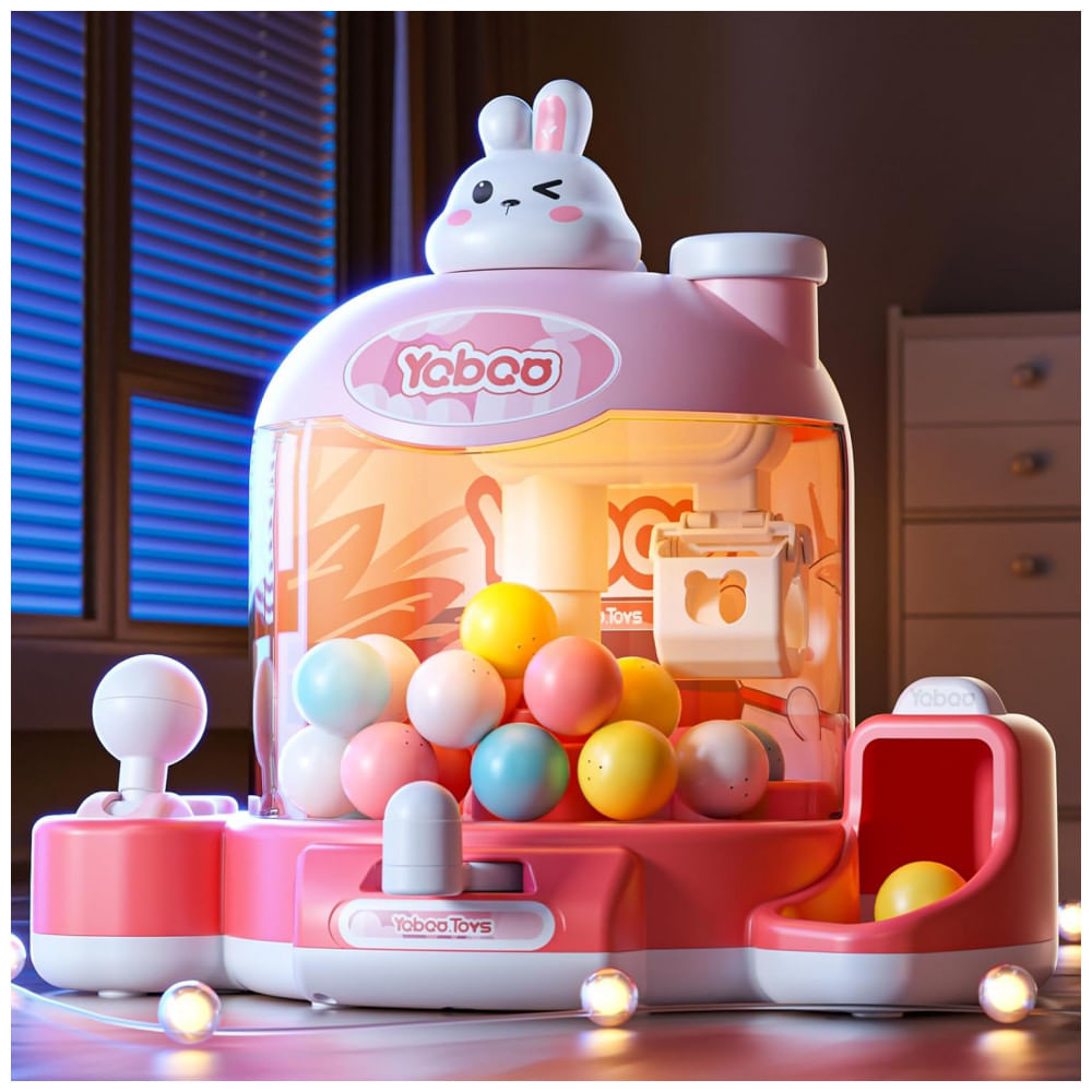 Máquina de Garra Rosa Skirfy – Mini Arcade Infantil com Luzes, Som e Temporizador de 60 Segundos