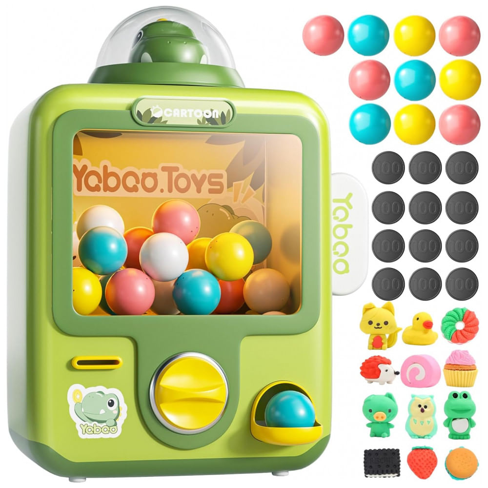 Máquina de Garra para pegar Dinossauro Verde Skirfy – Mini Arcade Infantil Dinossauro com Luzes, Som e Ação de Garra