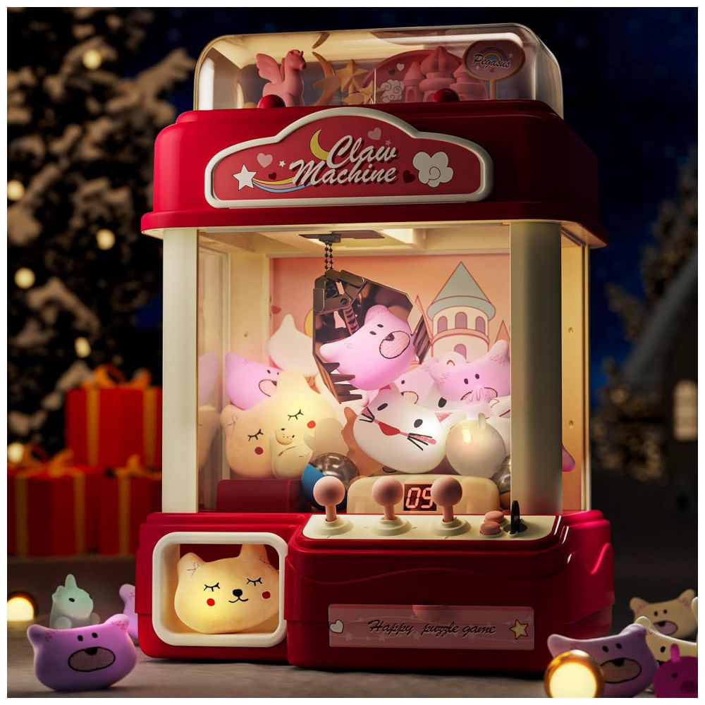 Máquina de Garra Skirfy Castle Unicorn 15” Luzes Sons Dispensador Brinquedos Doces Presente Meninas