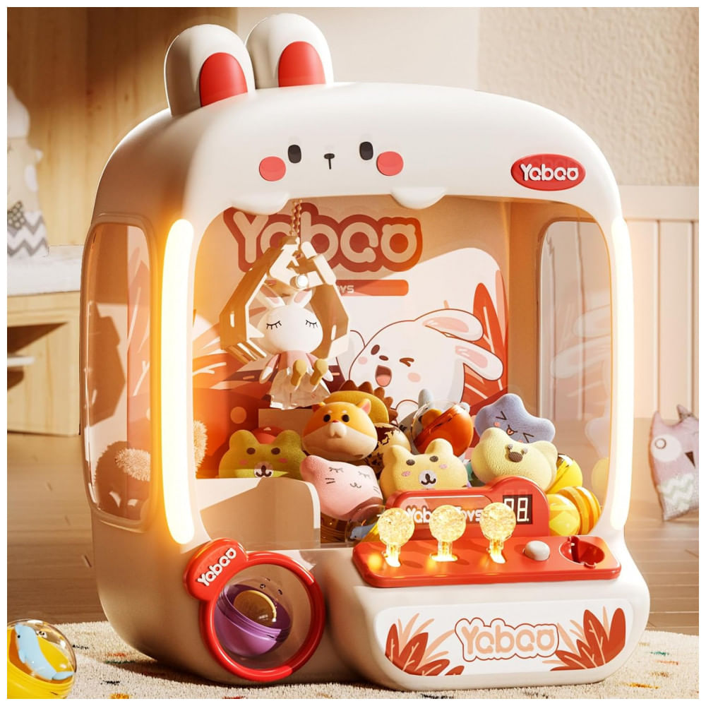 Máquina de Garra Grande para Crianças Vanvimen Bunny 64 PCS, Arcade Eletrônica de Brinquedos, Dispensador de Doces e Prêmios