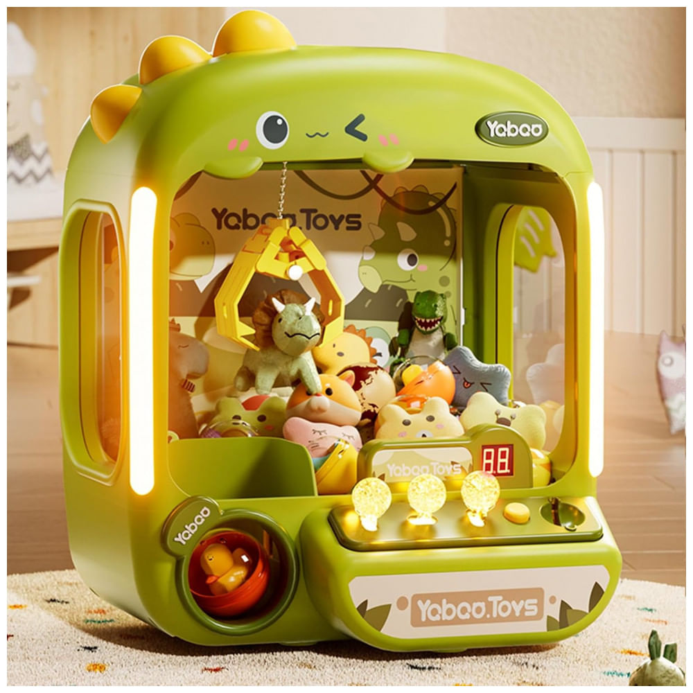 Máquina de Garra Dinossauro Vanvimen 64 PCS Grande para Crianças, Arcade Mini Vending Game com Brinquedos e Doces, Som e Luzes