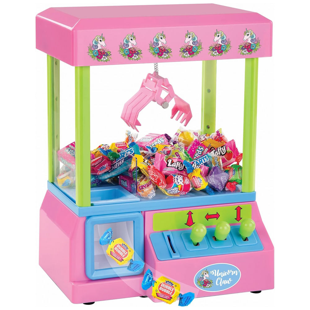 Bundaloo Claw Machine Arcade Game Unicorn Rosa com Som, Mini Máquina de Garra para Doces e Brinquedos, Ideal para Crianças