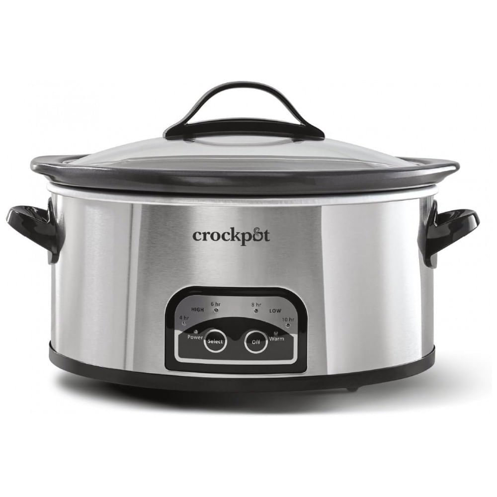 Panela de Cozimento Lento Programável CrockPot de 6 Quartos com Temporizador e Configuração Automática de Aquecimento de Alimentos, Aço Inoxidável