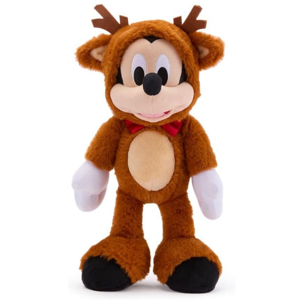 Pelúcia Oficial do Mickey Mouse Rena de Natal da Disney Store - 38 cm - Brinquedo de Natal em Traje de Rena com Gravata de La Brilhante