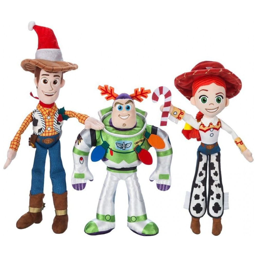 Conjunto Pelúcias Natalinas Toy Story Disney Store – Jessie, Buzz Lightyear e Woody Multico