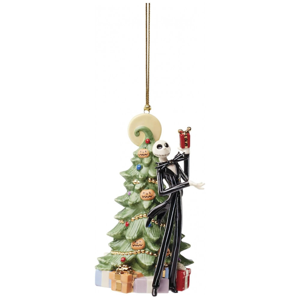Enfeite de Natal Lenox The Nightmare Before Christmas em Porcelana com Detalhes em Ouro 24K, 7,6 x 7,6 x 12,7 cm