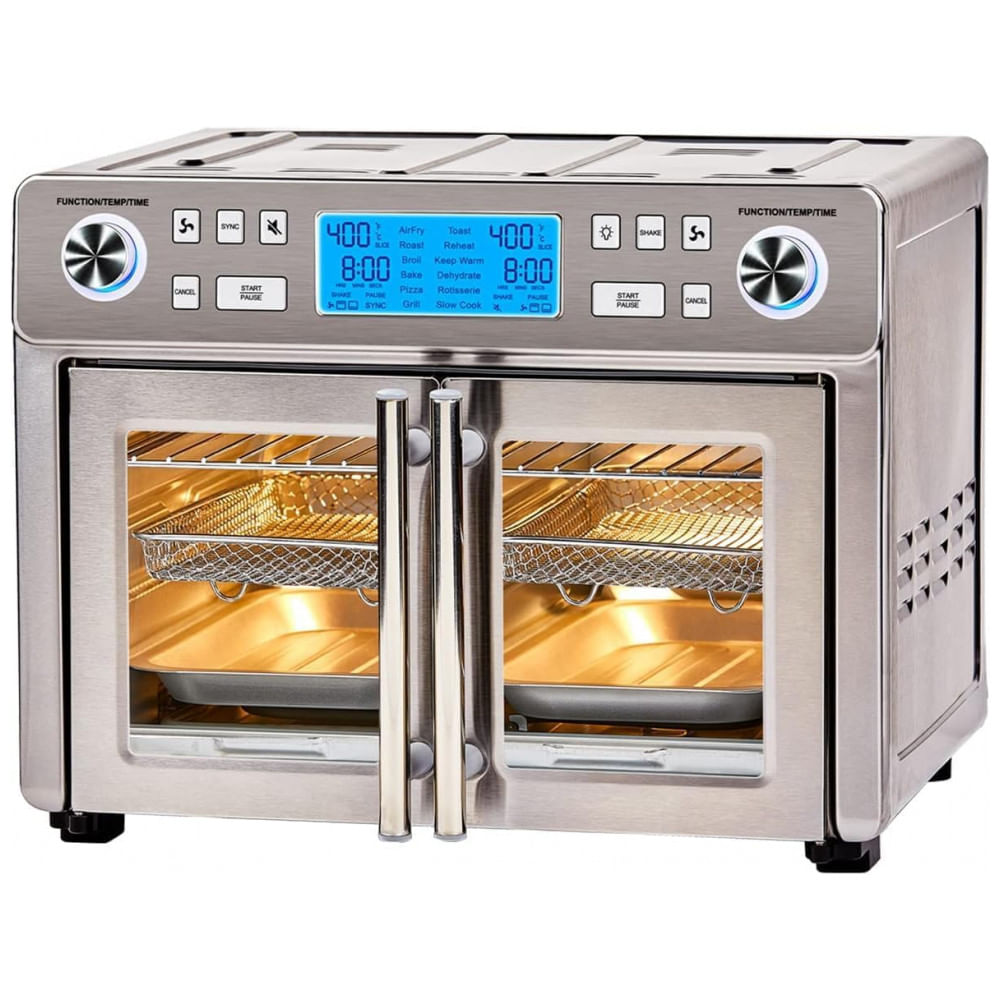 Forno de Convecção e Fritadeira Emeril Lagasse Dual Zone 360 com Porta Francesa, 23,66 litros Extra Grande, Cozinhe Dois Alimentos de Formas