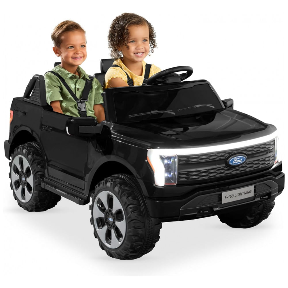 Carro Elétrico Infantil Licenciado Best Choice Products Ford F-150 Lightning 24V Preto, 2 Lugares, com Controle Remoto e Bluetooth, Capacidade de 60