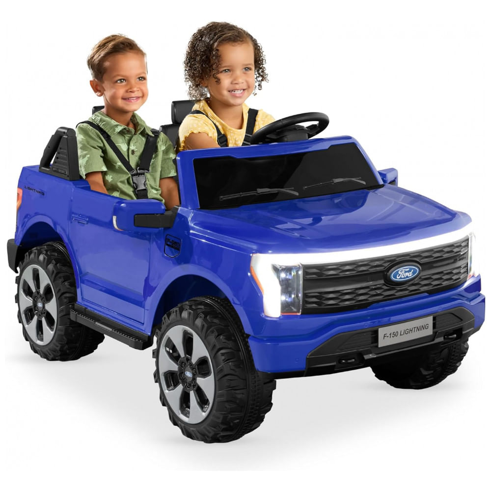 Carro Elétrico Infantil Licenciado Best Choice Products Ford F-150 Lightning 24V Azul, 2 Lugares, com Controle Remoto e Bluetooth, Capacidade de 60 kg