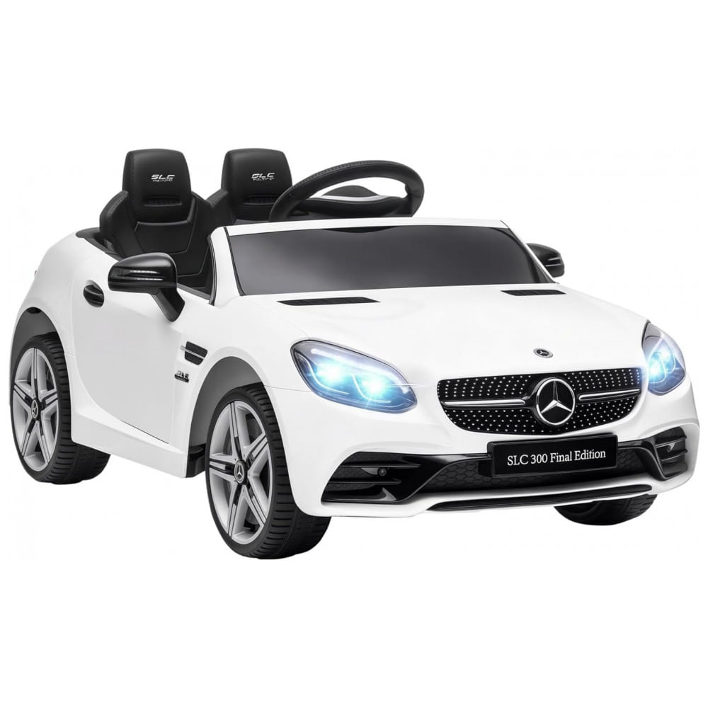 Carro Elétrico Infantil Licenciado Aosom Mercedes SLC 300 12V Branco com Controle Remoto, Música, Luzes LED e Suspensão - Para Crianças de 3 a 6 Anos
