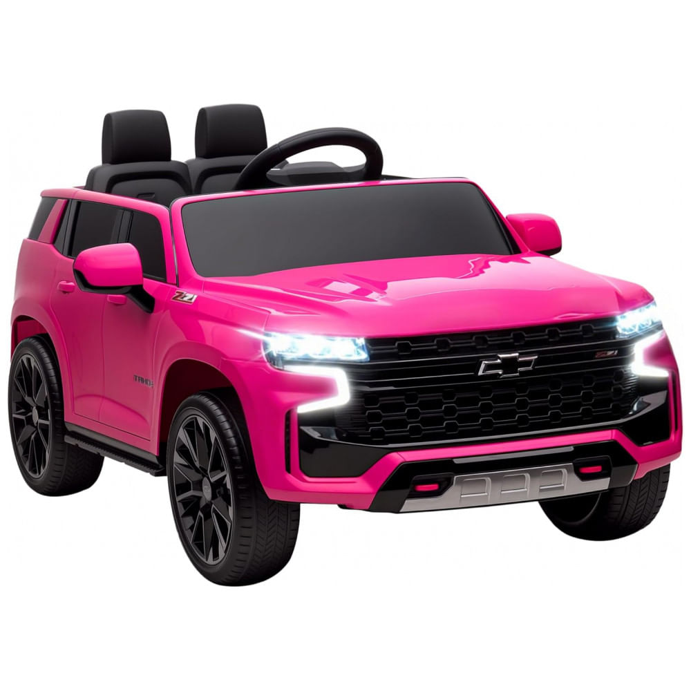 Carro Elétrico Infantil Aosom Licensed Chevrolet Tahoe, Bateria 12V 7AH, Controle Remoto para Pais, Luzes LED, Música, Suspensão, 3 Velocidades, Rosa