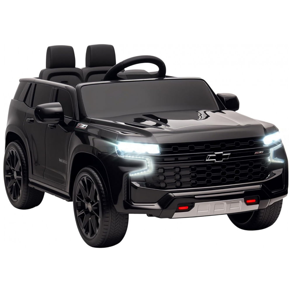 Carro Elétrico Infantil Aosom Licensed Chevrolet Tahoe, Bateria 12V 7AH, Controle Remoto para Pais, Luzes LED, Música, Suspensão, 3 Velocidades, Preto