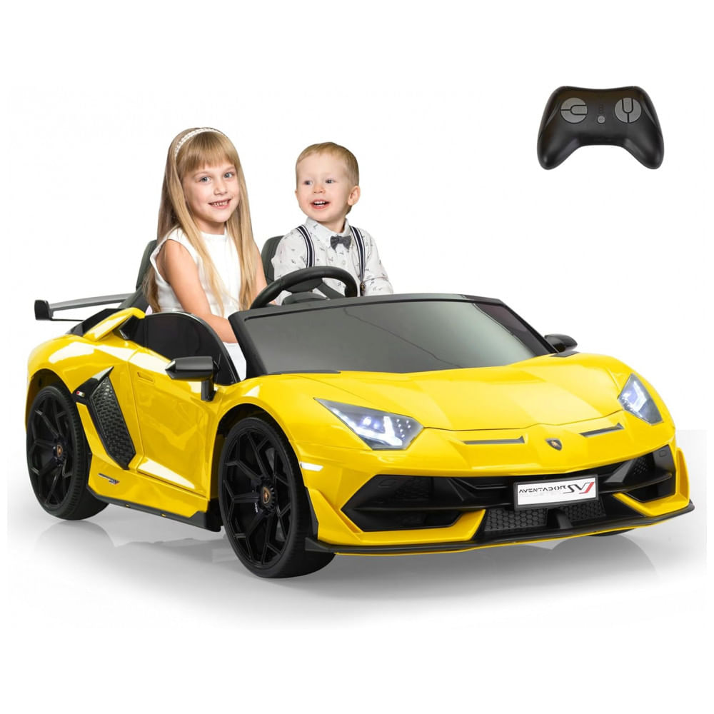 Carro Elétrico Infantil Licenciado TOBBI Lamborghini 24V 2 Lugares, Velocidade 13 km/h, Bancos em Couro PU, Cinto Ajustável, Drift 360°