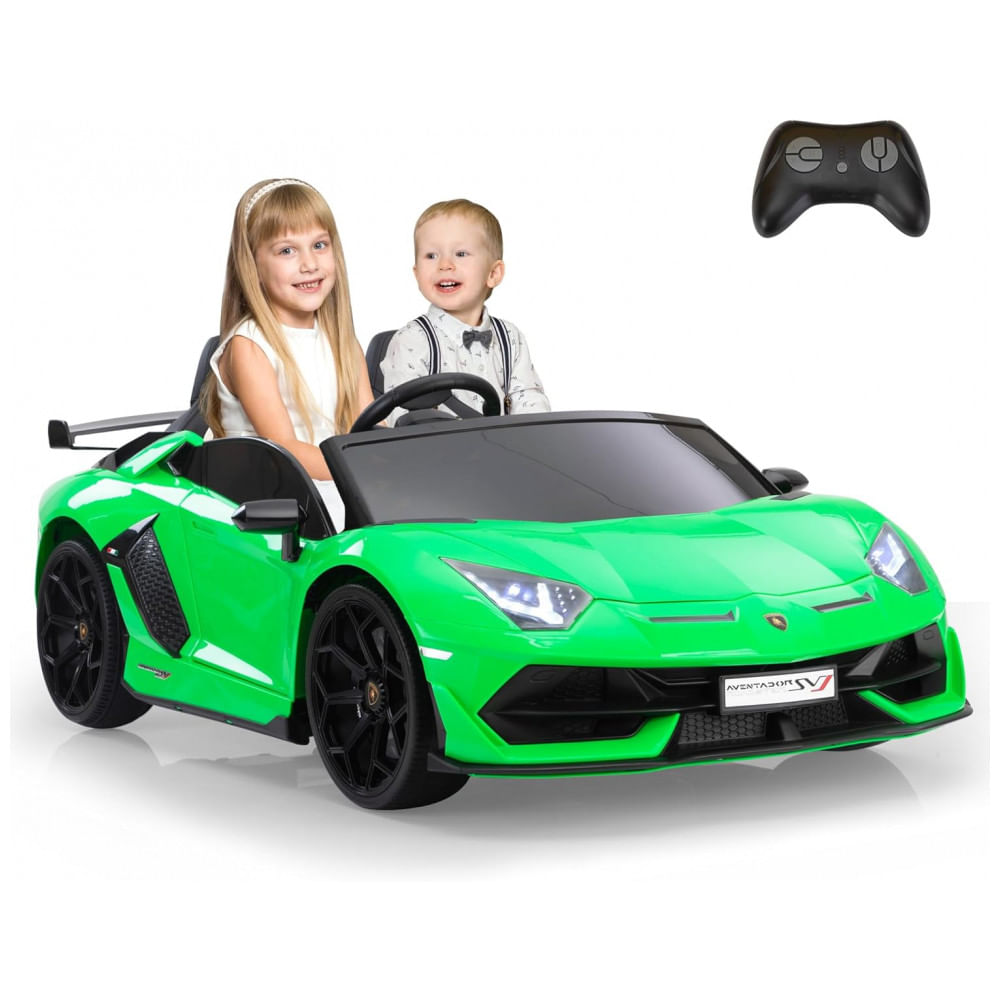 Carro Elétrico Infantil Licenciado TOBBI Lamborghini 24V 2 Lugares, Velocidade 13 km/h, Bancos em Couro PU, Cinto Ajustável, Drift 360°