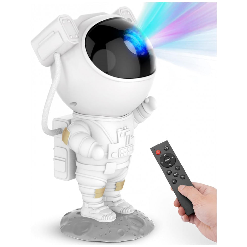 Projetor de Estrelas Astronauta, Galáxia e Nebulosa, Luminária de Teto com LED, Timer e Controle Remoto, Decoração Infantil, Branco