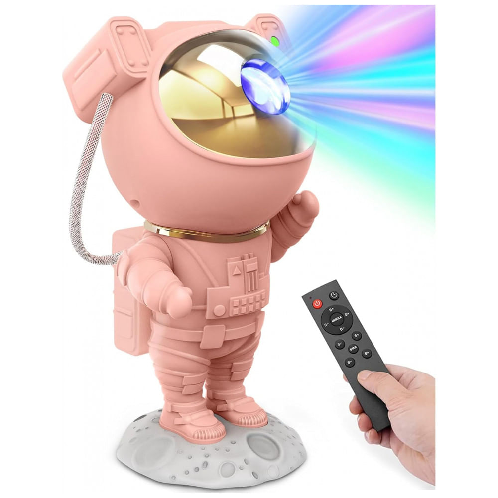 Projetor de Galáxia Astronauta Rosa Estético Fofo para Quarto de Meninas Adolescentes, Luz Noturna de Estrelas com Controle Remoto, Decoração Fofa de