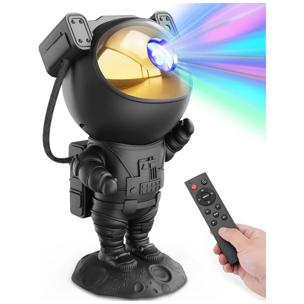 Projetor de Galáxia Mooyran para Decoração de Sala de Jogos Preto Astronauta Projetor de Estrelas, Acessório Incrível para Quarto de Homens, Luz de Ne
