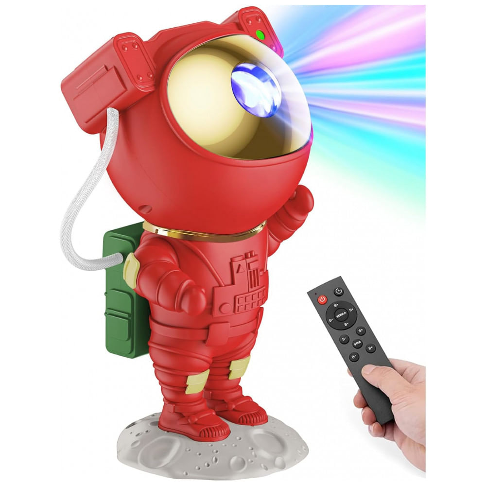 Projetor de Luzes de Natal Mooyran Astronauta Galáxia Vermelha para Uso Interno, Decoração Festiva de Natal, Luzes Românticas para Quarto, Único com T