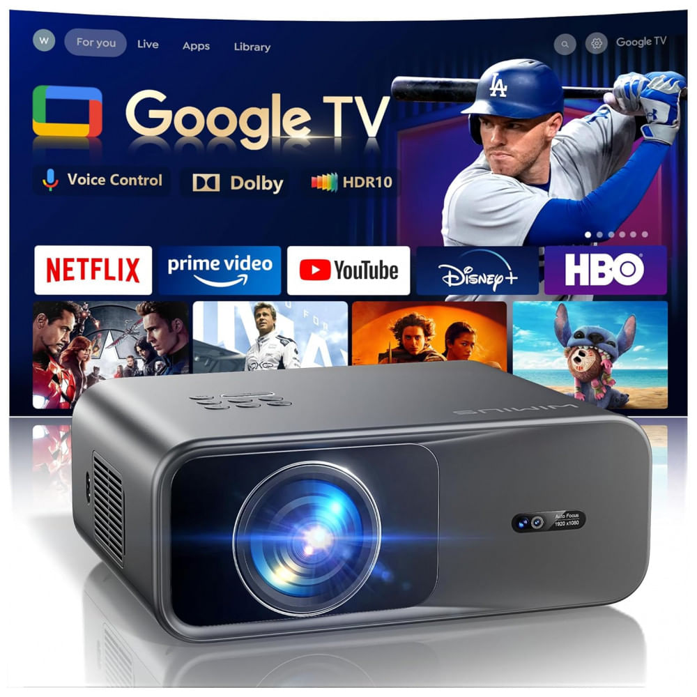 Projetor Inteligente Oficial Google TVSmart 4K Wi-Fi Bluetooth WIMIUS G1 Cinza