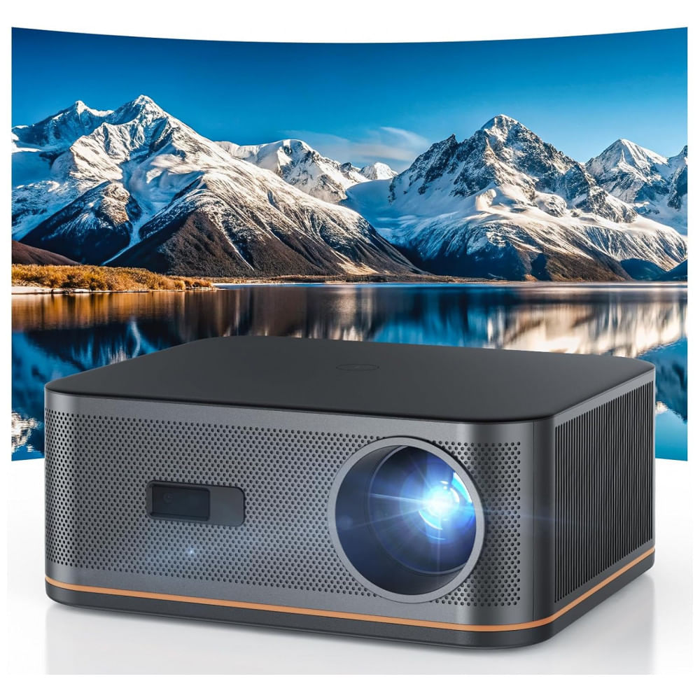 Projetor 4K Full HD de Alta Luminosidade com WiFi e Bluetooth, HAPPRUN Cinema em Casa com Foco Automático, Tela de 300 para Ambientes Internos e Exter