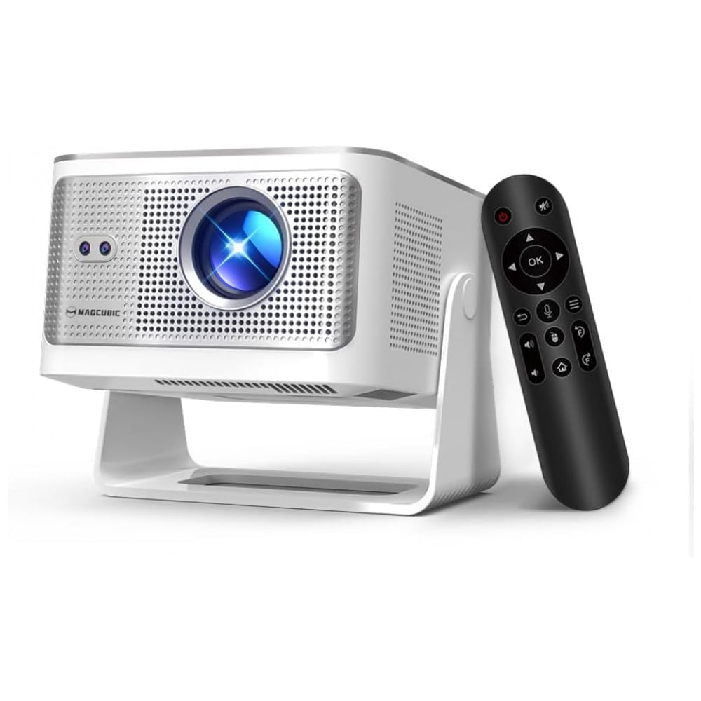 Projetor Android 14 Mini com Suporte 4K 8K, Projetor Inteligente com Wifi6 e Bluetooth5.4, 600 ANSI, Foco Automático, Evita Obstáculos, Magcubic