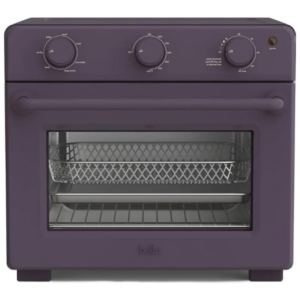 Forno Elétrico Air Fryer 7 em 1 15L, 1700W, Porta Vidro Temperado, Timer 60min, Controle Manual, Acessórios, Inox, Capacidade para Pizza 30cm, Roxo