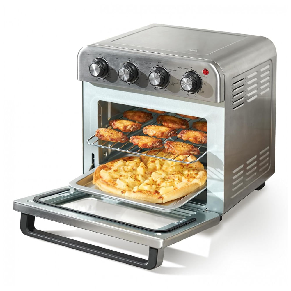Forno Elétrico Air Fryer VEVOR 7 em 1, 18L, 1800W, Convecção 360°, Temporizador 60min, Aço Inox, Multiuso com Acessórios, 110V