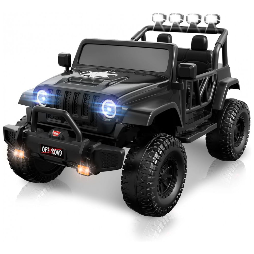 Carro Elétrico Infantil 2 Lugares, 24V, 4 Motores 200W, Controle Remoto, Suspensão, CIYOMY, Preto