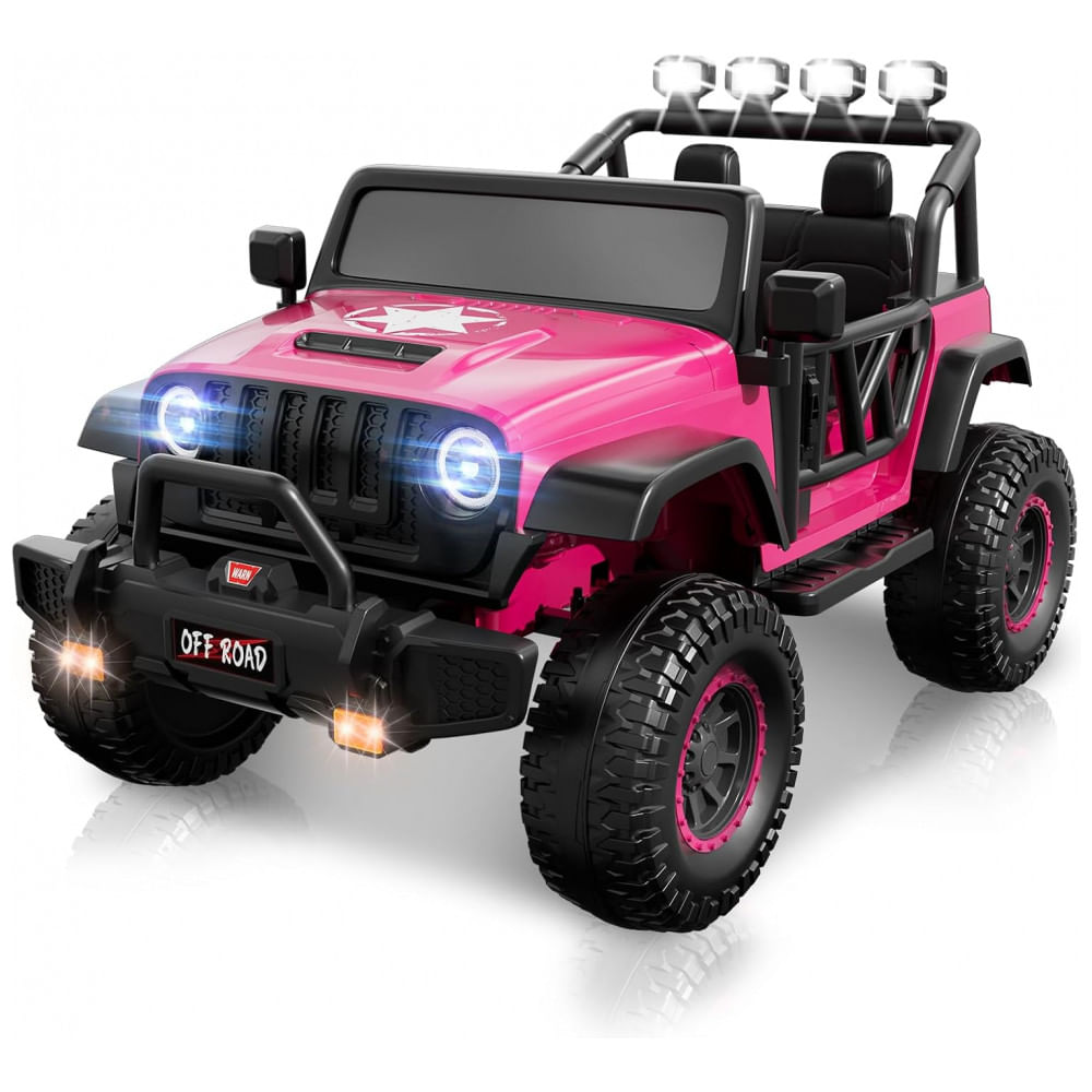 Carro Elétrico Infantil 2 Lugares, 24V, 4 Motores 200W, Controle Remoto, Suspensão, CIYOMY, Rosa