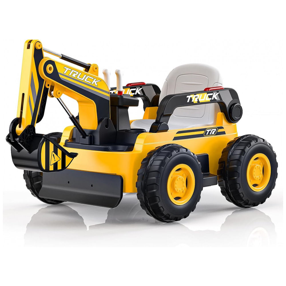 Escavadeira Infantil Elétrica Licenciada 4x4, 4 Motores 75W, Braço Elétrico, Bateria 12V 10Ah, Bluetooth, Controle, LIGIANT N9, 3-8 Anos, Amarelo