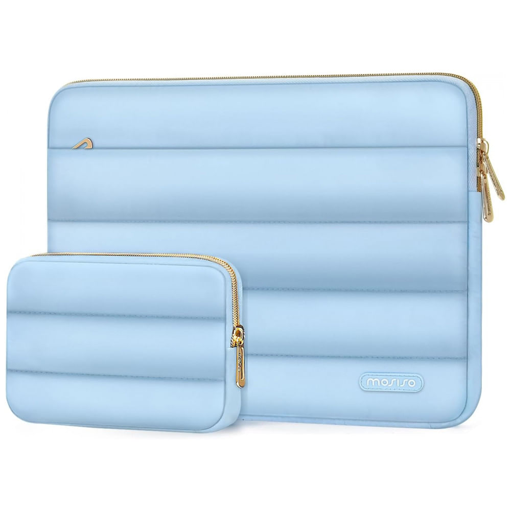 Case para Notebook 15 a 16 polegadas MOSISO Air Blue Capa Puffy Poliéster Bolsa Horizontal Estojo Compatível MacBook HP Dell ASUS Acer Lenovo