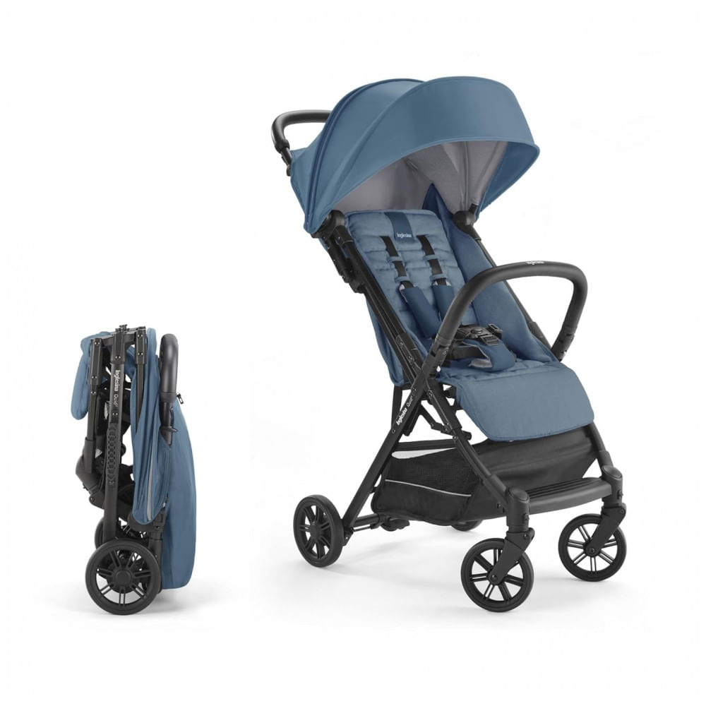 Carrinho de Bebê Inglesina Quid 2 Manta Blue, Ultra Compacto e Leve, Dobrável com Assento Reclinável, Capota Anti-UV UPF 50+, Até 22,7 kg,