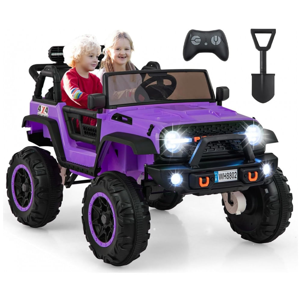 Carro Elétrico Infantil 2 Lugares OLAKIDS Violeta 24V 2WD/4WD Jeep 4x550W Controle Remoto LED Suspensão Música 20